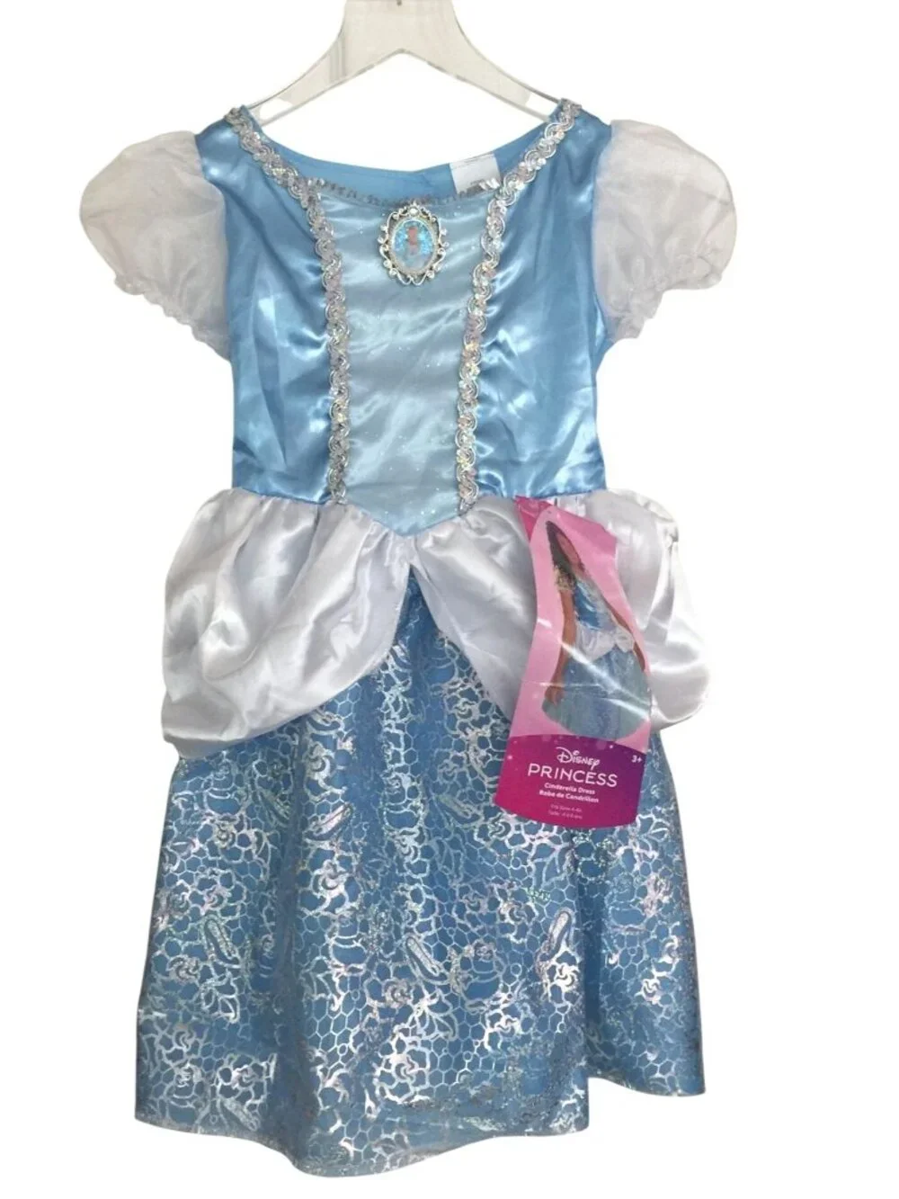Disney Princess Cinderella 4-6X Light Blue Layered Dress with Brooch